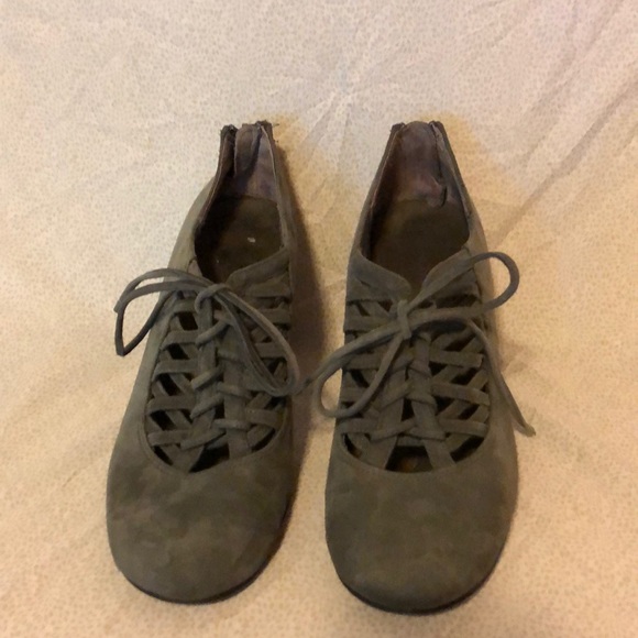 Aerosoles leather grey lace-up vintage style heel - Picture 2 of 9